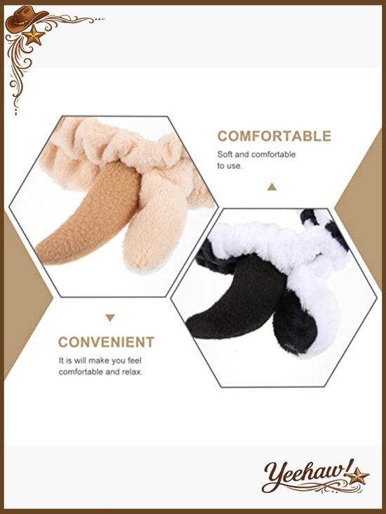 2-Pack Animal Face Wash Headband Set Cow Devil Horns Soft Coral Fleece Hair main image 6